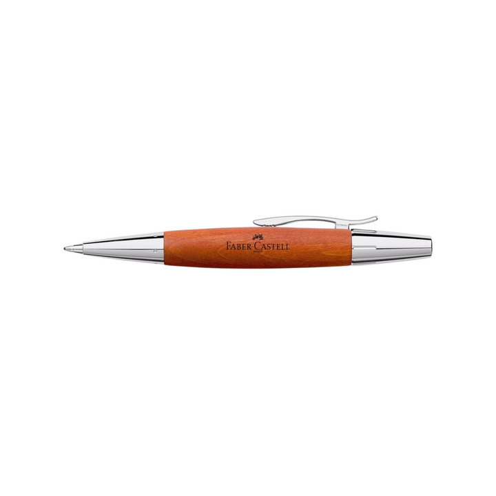 Faber-Castell E-Motion Twist Ballpoint Pen Pearwood Brown Chrome Metal — Faber-Castell ballpoint pen — reliable smooth-writing everyday pen, at Cityluxe Singapore