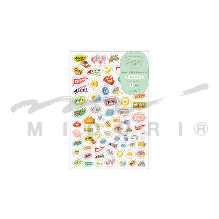 Midori Yuru Log Sticker (1 Sheet) - Feeling — with packaging