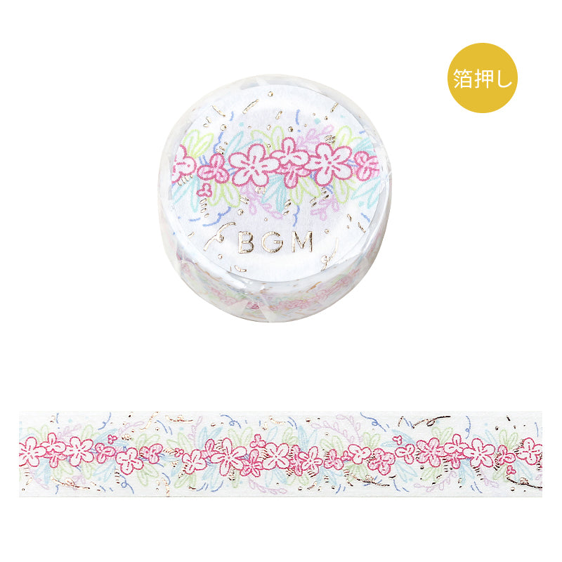 BGM Foil Stamping Masking Tape: Life - Flower Line — roll front