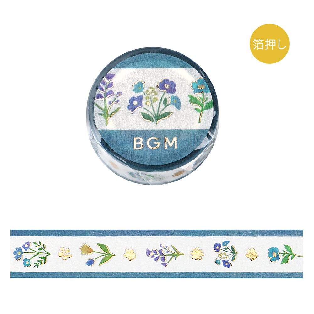 (DC) BGM Foil Stamping Masking Tape - Flower Ribbon — roll front