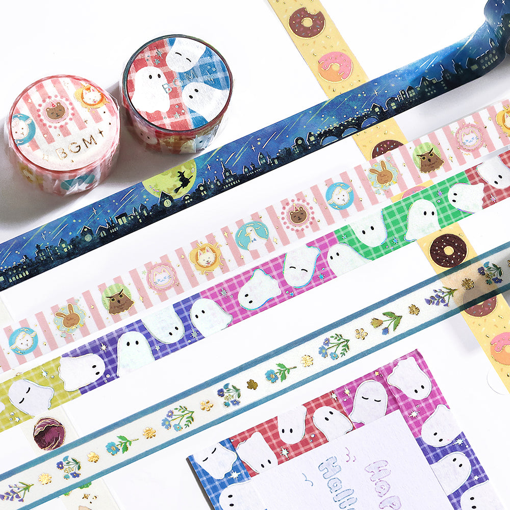 (DC) BGM Foil Stamping Masking Tape - Flower Ribbon — applied on surface