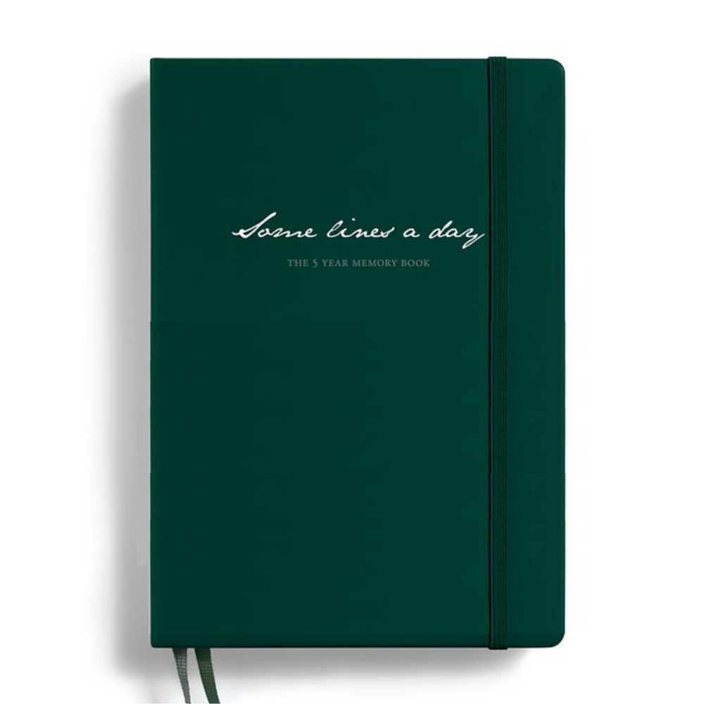 Leuchtturm1917 Some Lines A Day A5 Medium Hardcover Notebook - Forest Green — open spread