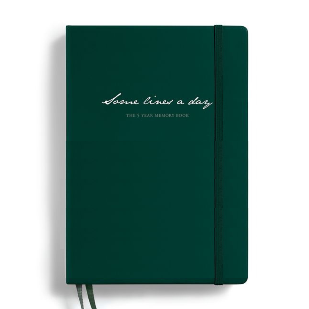 Leuchtturm1917 Some Lines A Day A5 Medium Hardcover Notebook - Forest Green — open spread