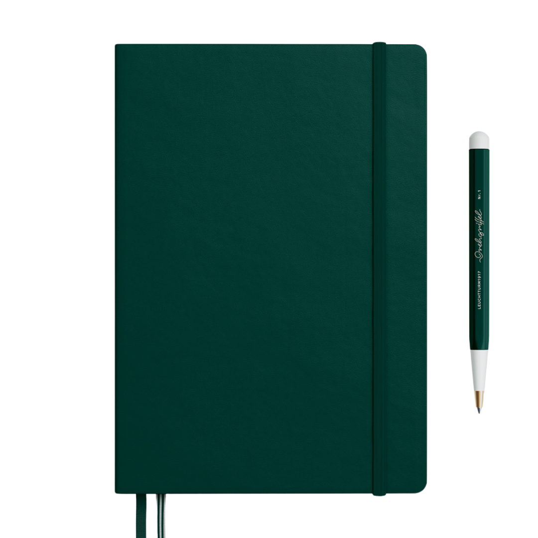 Leuchtturm1917 A5 Medium Hardcover Notebook (Thick, 411 Pages) in Ruled / Forest Green — Leuchtturm1917 notebook — quality writing journal with premium paper, at Cityluxe Singapore stationery store