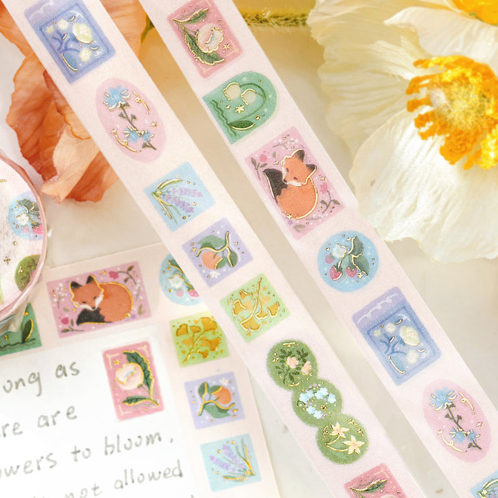 BGM Foil Stamping Masking Tape - Forest of Sunlight Through the Trees — applied on surface