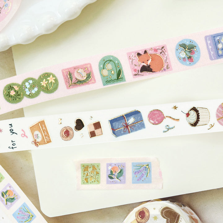 BGM Foil Stamping Masking Tape - Forest of Sunlight Through the Trees — roll side