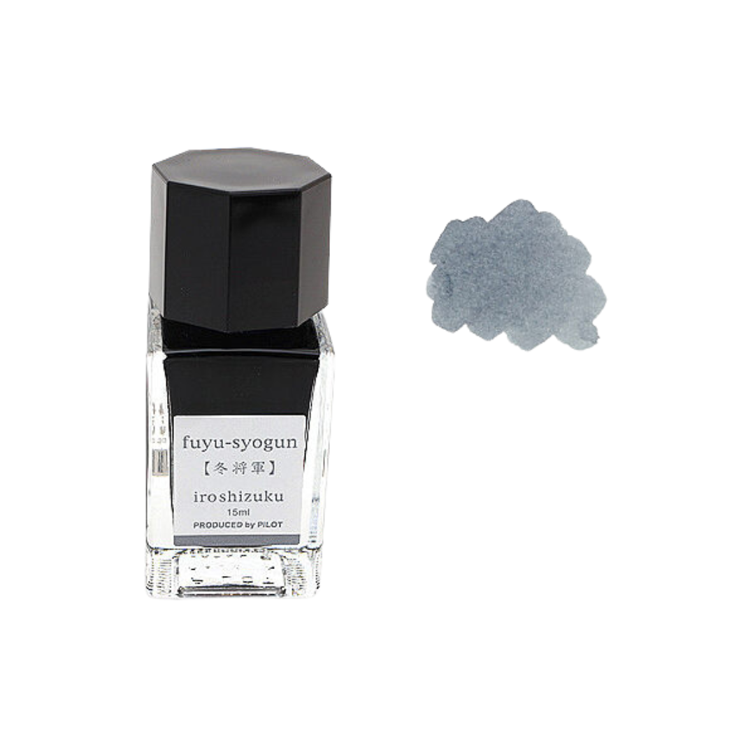 Pilot Iroshizuku 15ml Ink Bottle - Fuyu-syogun (Light Cool Gray) — colour swatch on paper