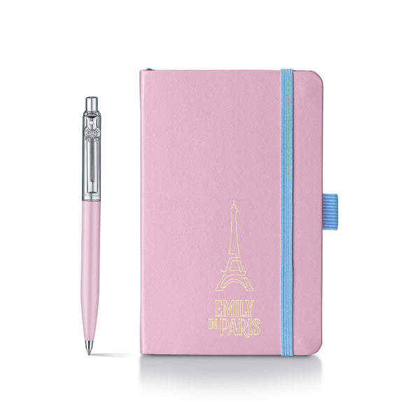Sheaffer Gift Set ft. Emily in Paris Sentinel 321 Pink Matte Finish Ballpoint Pen with Chrome Trims and Small Hardbound Notebook — Sheaffer ballpoint pen — reliable smooth-writing everyday pen, at Cit
