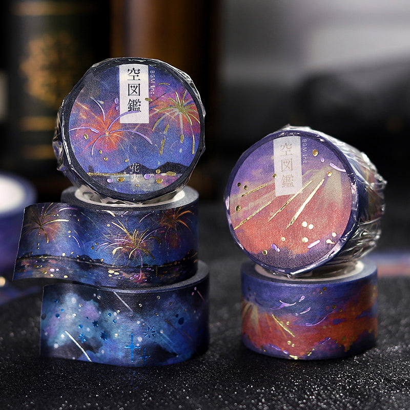 BGM Foil Stamping Masking Tape: Sky Encyclopedia - Galaxy — applied on surface
