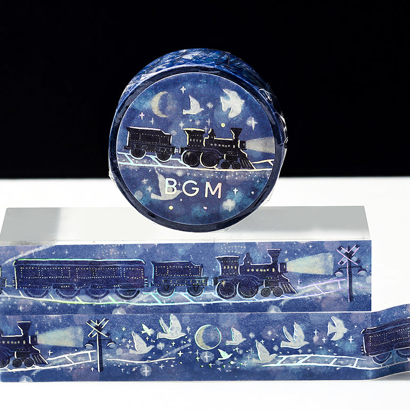 BGM Foil Stamping Masking Tape: Life - Galaxy Train — applied on surface