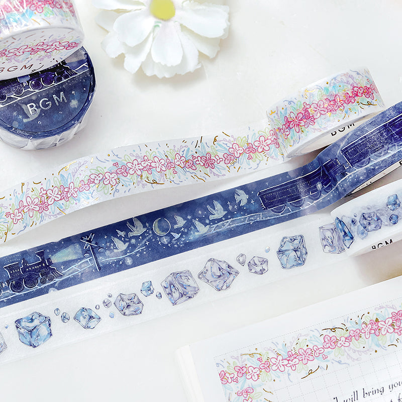 BGM Foil Stamping Masking Tape: Life - Galaxy Train — roll side