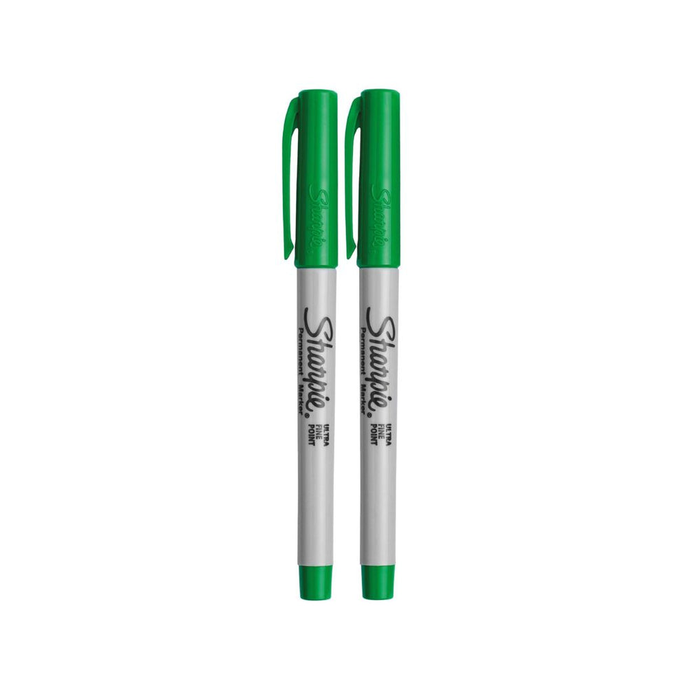 Sharpie Ultra Fine Green Marker 2s & Post-it Page Marker 5 Pads 15mm x 50mm | Sharpie X 3M Correction Pack | — side view