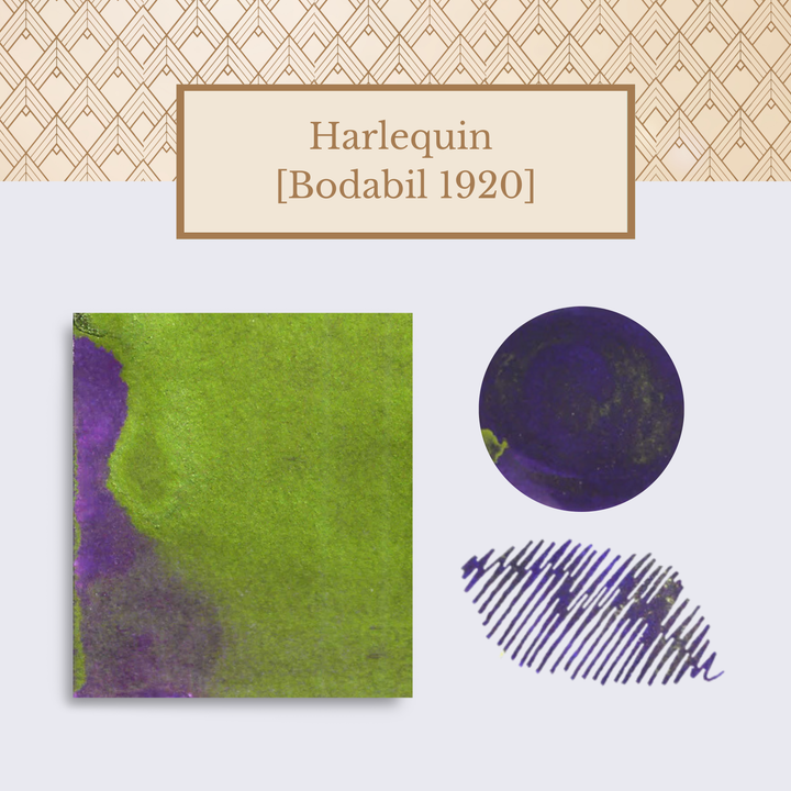 Vinta Inks 30ml Ink Bottle Harlequin (Bodabil 1920) — Vinta Inks fountain pen ink — premium bottled ink for writing, at Cityluxe Singapore
