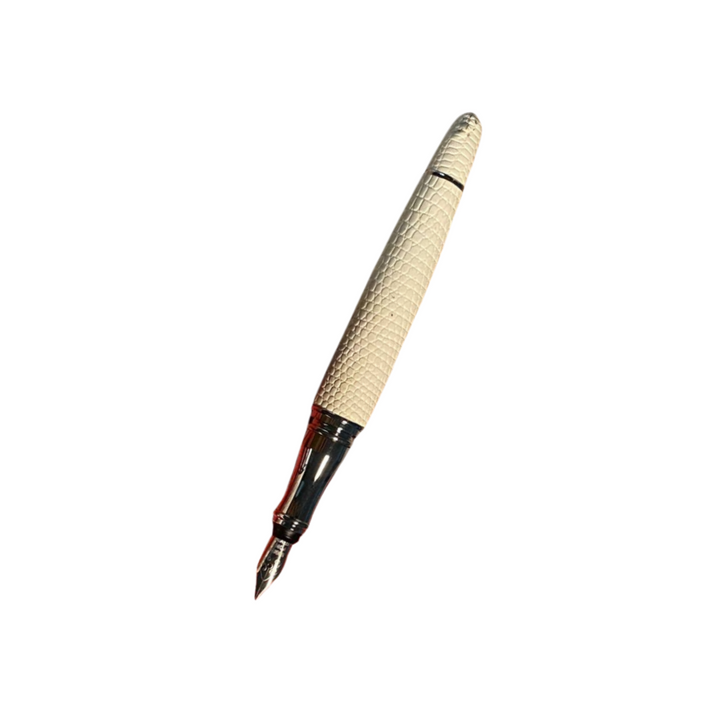 Luxo Limited Edition Leather Fountain Pen - Ivory (Fine Nib) — capped