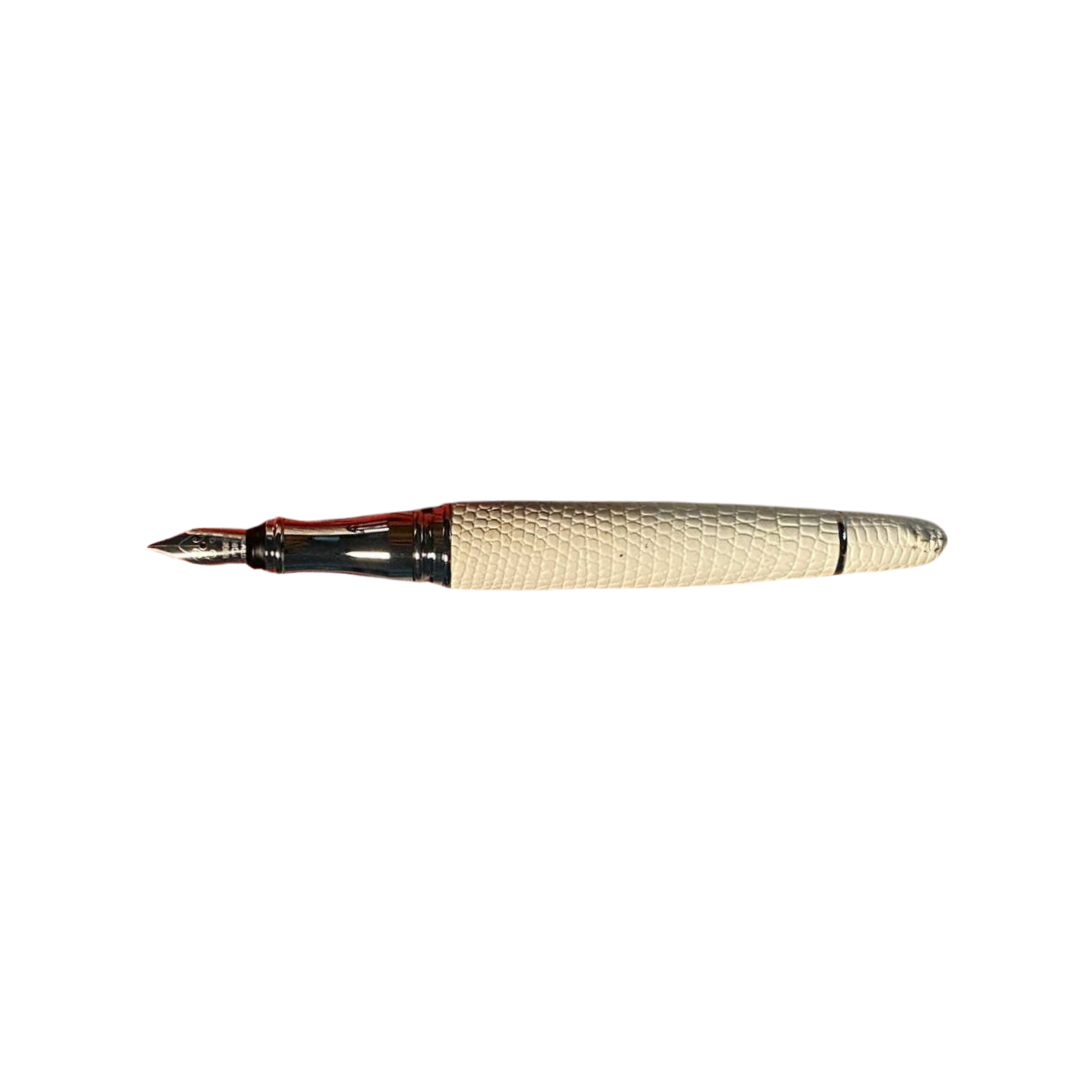 Luxo Limited Edition Leather Fountain Pen - Ivory (Fine Nib) — with packaging