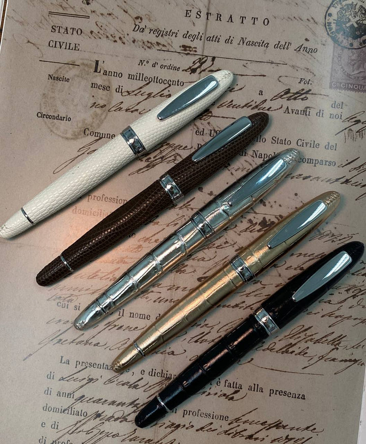 Luxo Limited Edition Leather Fountain Pen - Brown (Fine Nib) — nib close-up