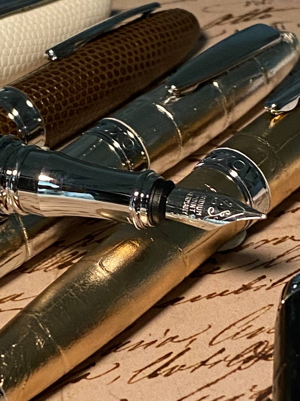 Luxo Limited Edition Leather Fountain Pen - Brown (Fine Nib) — with packaging