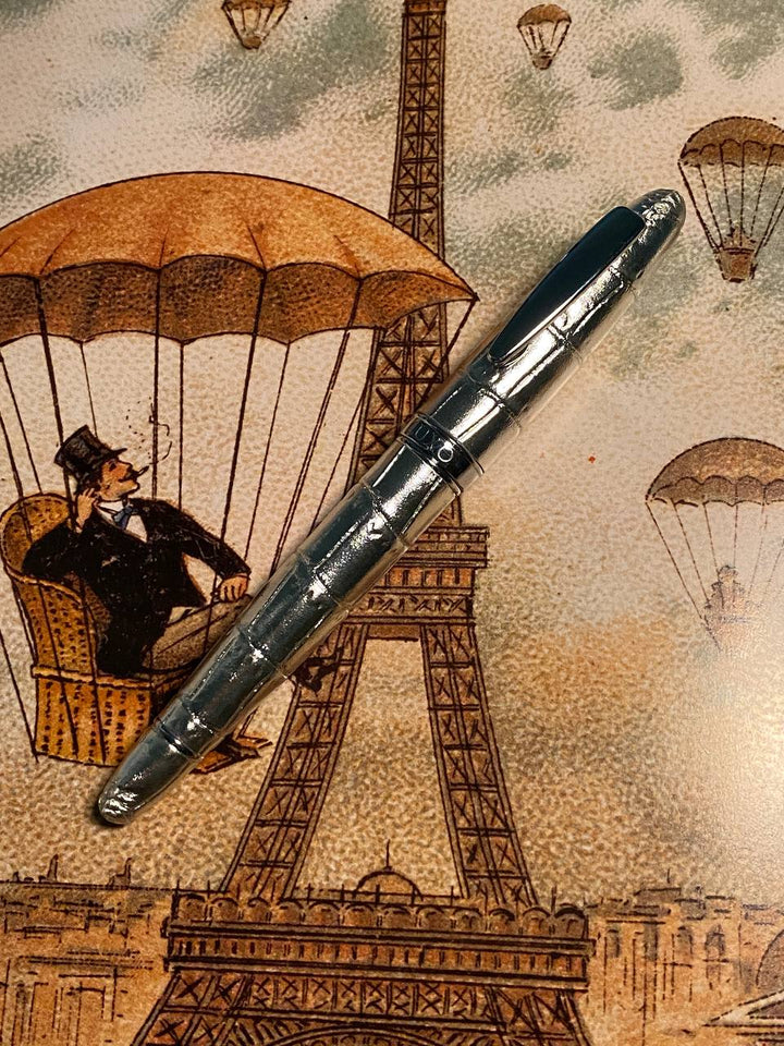 Luxo Limited Edition Leather Fountain Pen - Silver (Fine Nib) — capped