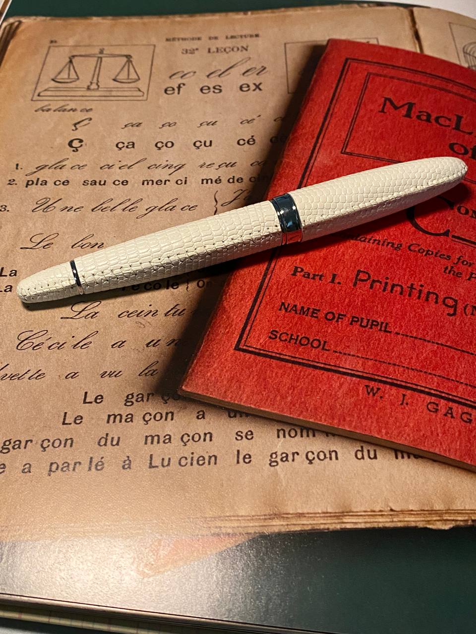 Luxo Limited Edition Leather Fountain Pen - Ivory (Fine Nib) — engraving example