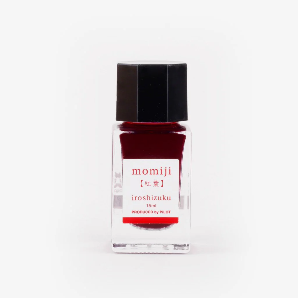 Pilot Iroshizuku 15ml Ink Bottle - Momiji (Autumn Leaves) — bottle at angle