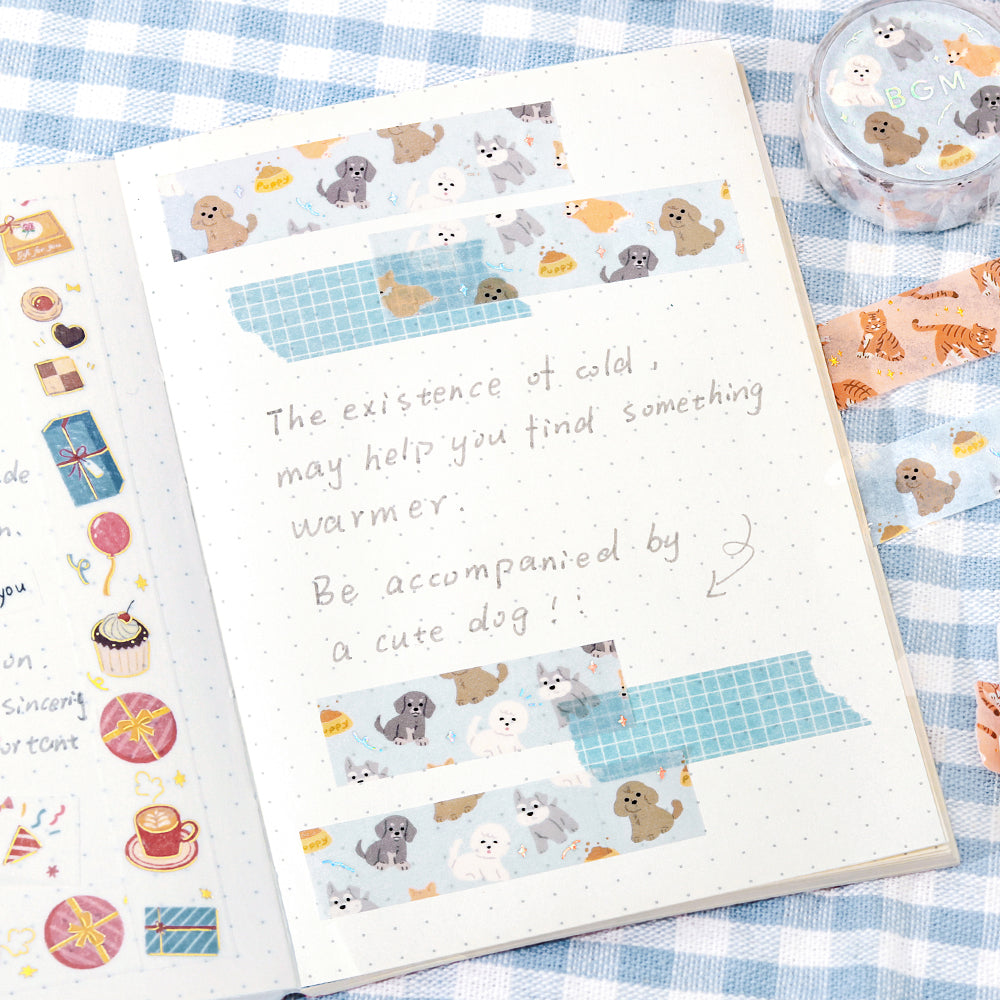 BGM Foil Stamping Masking Tape - I love Dog — with packaging