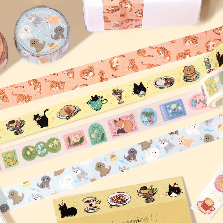 BGM Foil Stamping Masking Tape - I love Tiger — roll side