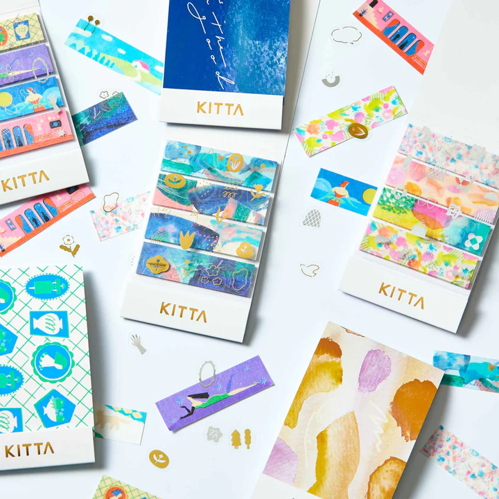 KITTA Washi Tape - Collage Suisai (Silver Foil) — with packaging