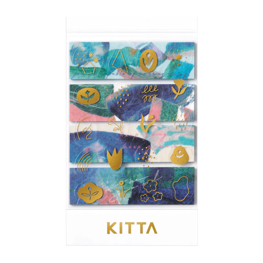 KITTA Washi Tape - Collage Message (Gold Foil) — pattern detail