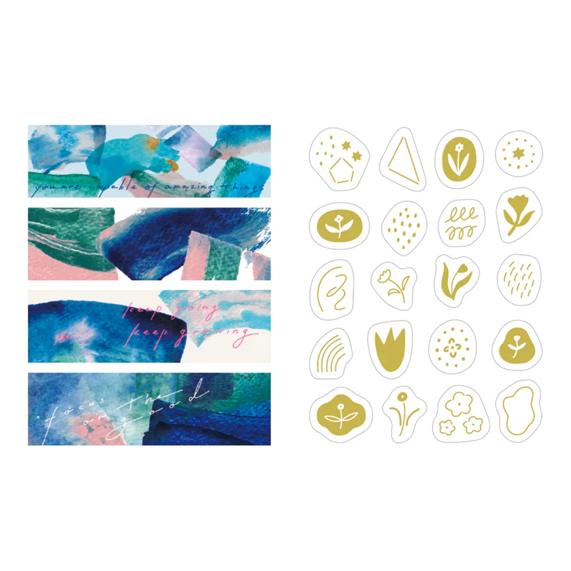 KITTA Washi Tape - Collage Message (Gold Foil) — applied on surface