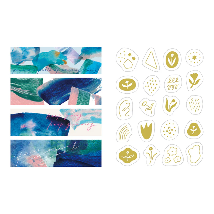 KITTA Washi Tape - Collage Message (Gold Foil) — applied on surface