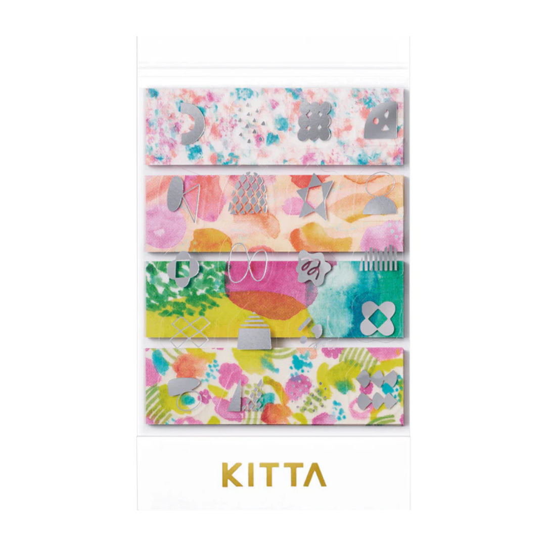 KITTA Washi Tape - Collage Suisai (Silver Foil) — roll front