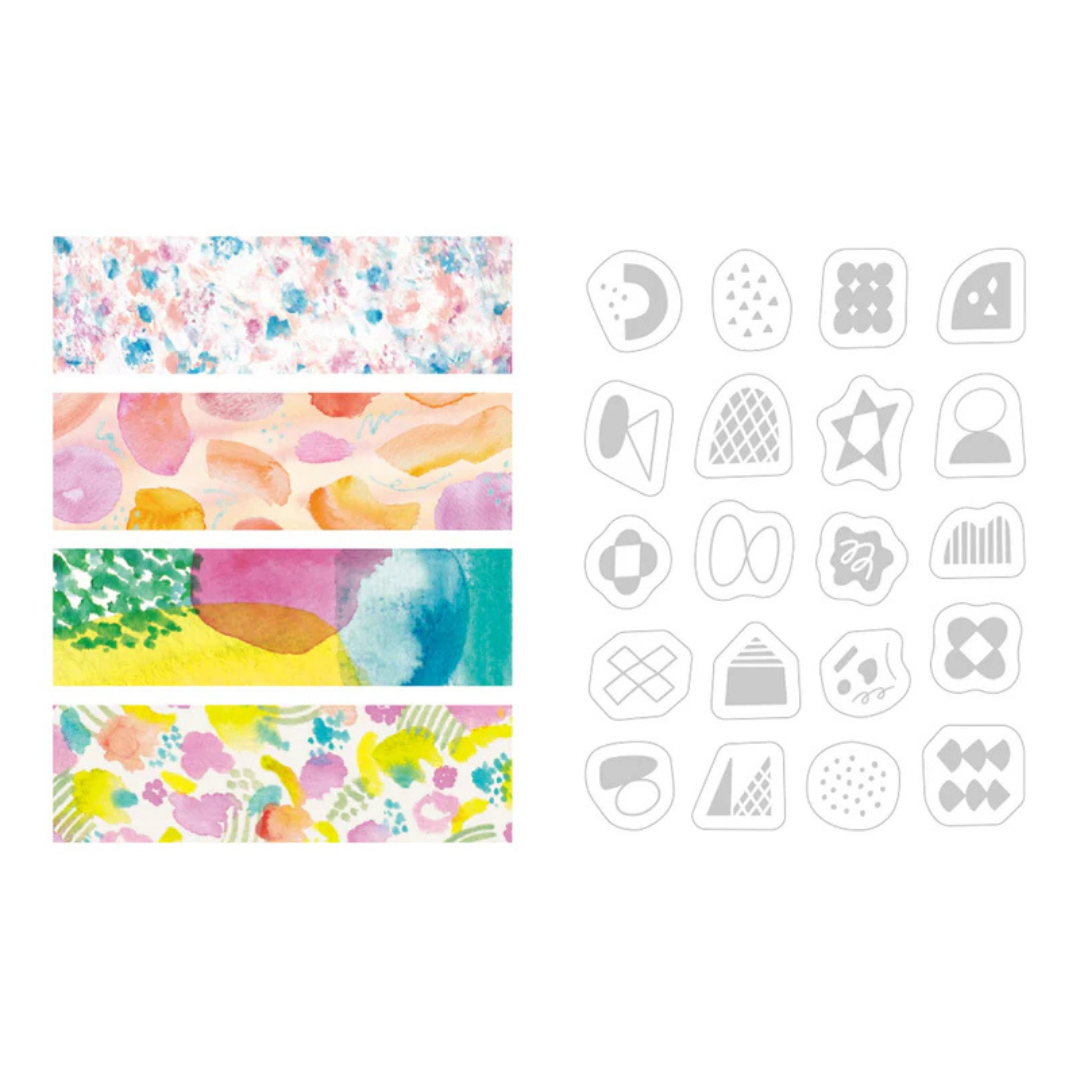 KITTA Washi Tape - Collage Suisai (Silver Foil) — applied on surface