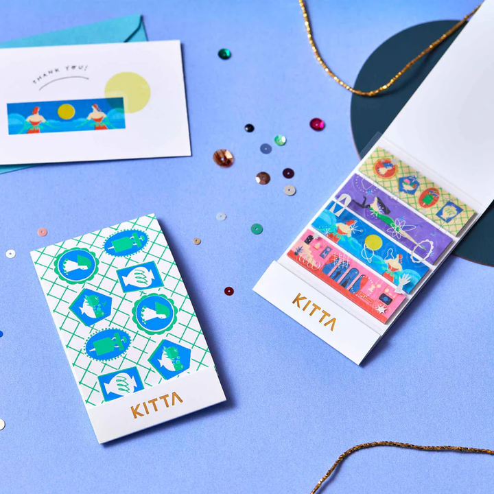 KITTA Washi Tape - Collage Waxy (Silver Foil) — with packaging