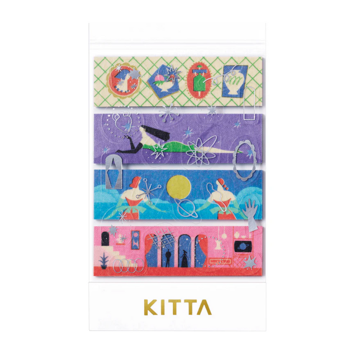 KITTA Washi Tape - Collage Waxy (Silver Foil) — roll front