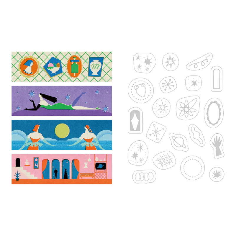 KITTA Washi Tape - Collage Waxy (Silver Foil) — applied on surface