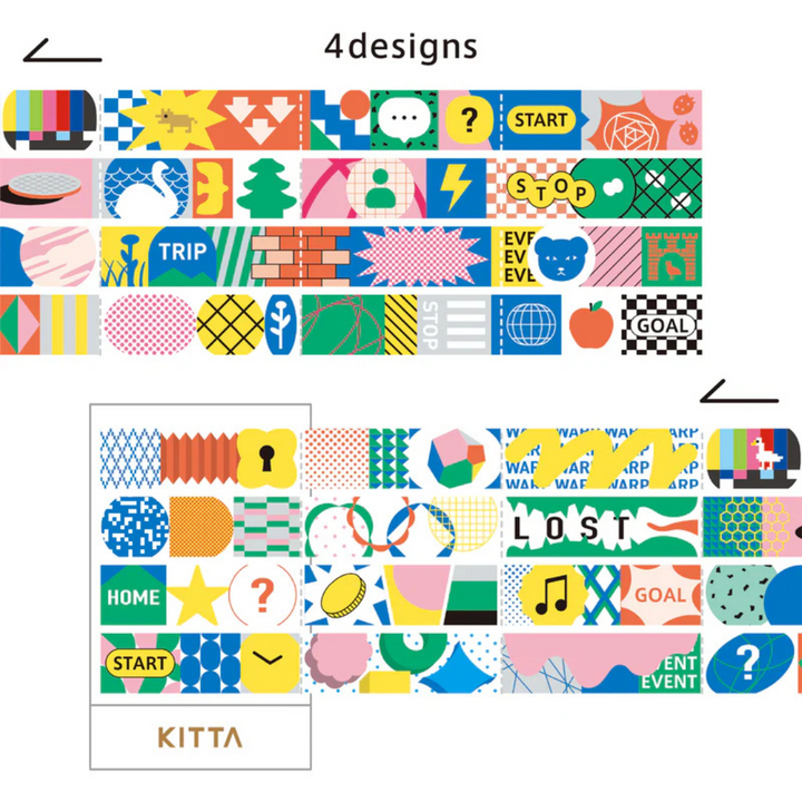 (DD) KITTA Washi Tape - Extended (Jabara) Sugoroku — applied on surface