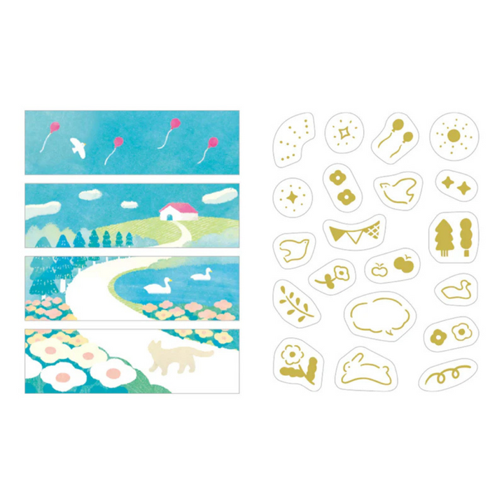 KITTA Washi Tape - Collage Oka (Gold Foil) — applied on surface