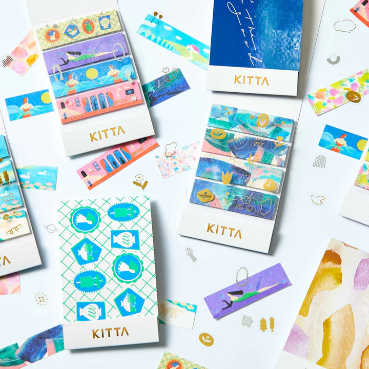 KITTA Washi Tape - Collage Suisai (Silver Foil) — flat lay