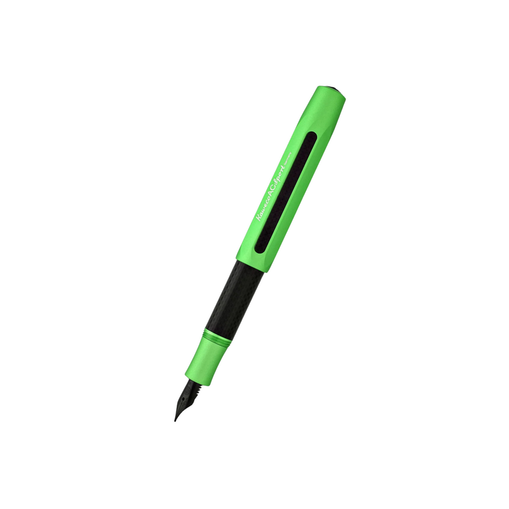 Kaweco AC Sport Fountain Pen - Green — uncapped with cap posted