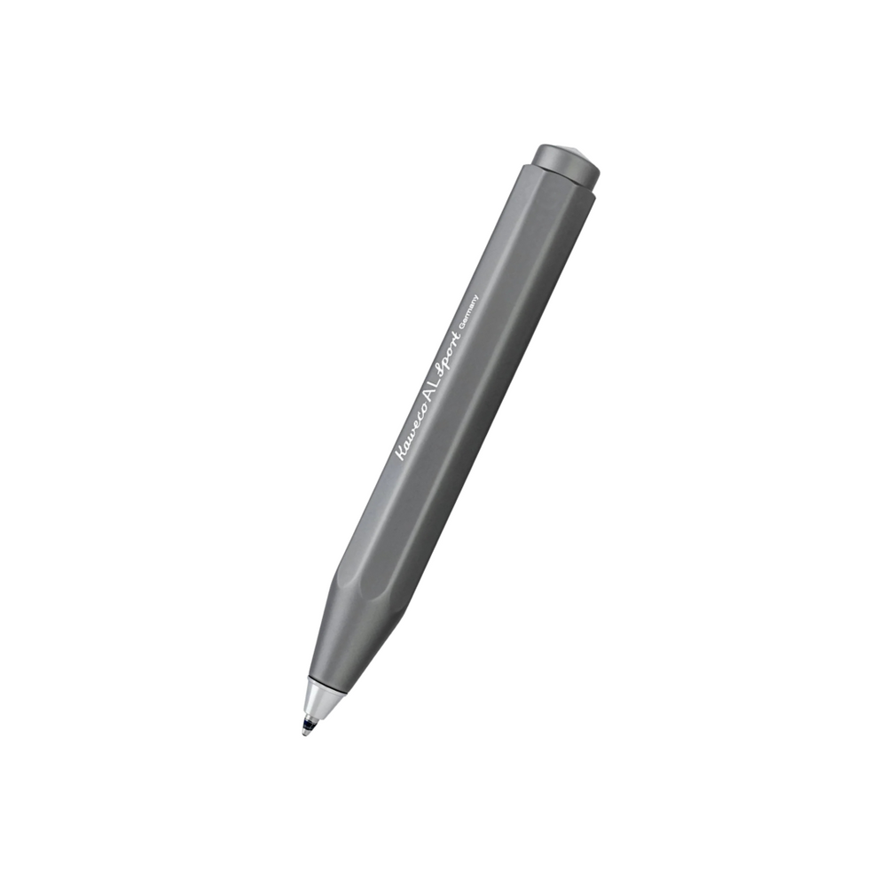 Kaweco AL Sport Ballpoint Pen - Anthracite — uncapped with cap posted