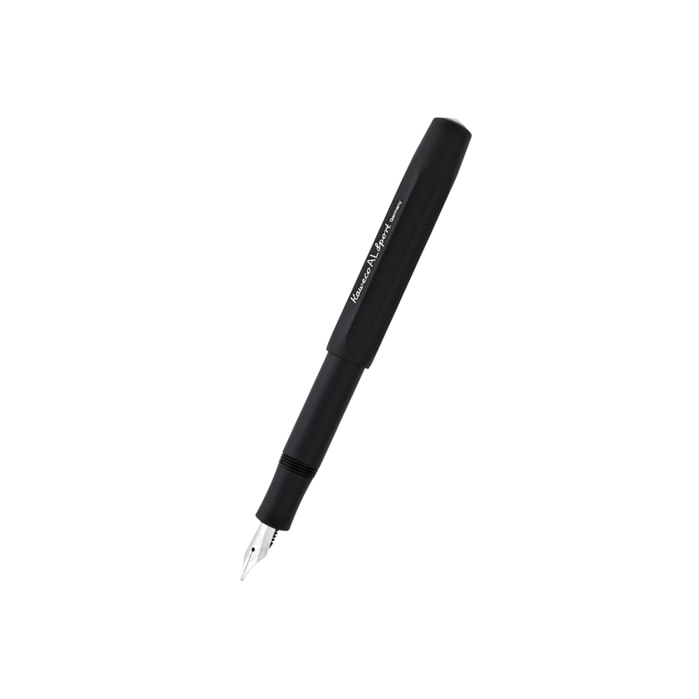 Kaweco AL Sport Fountain Pen - Black — uncapped with cap posted