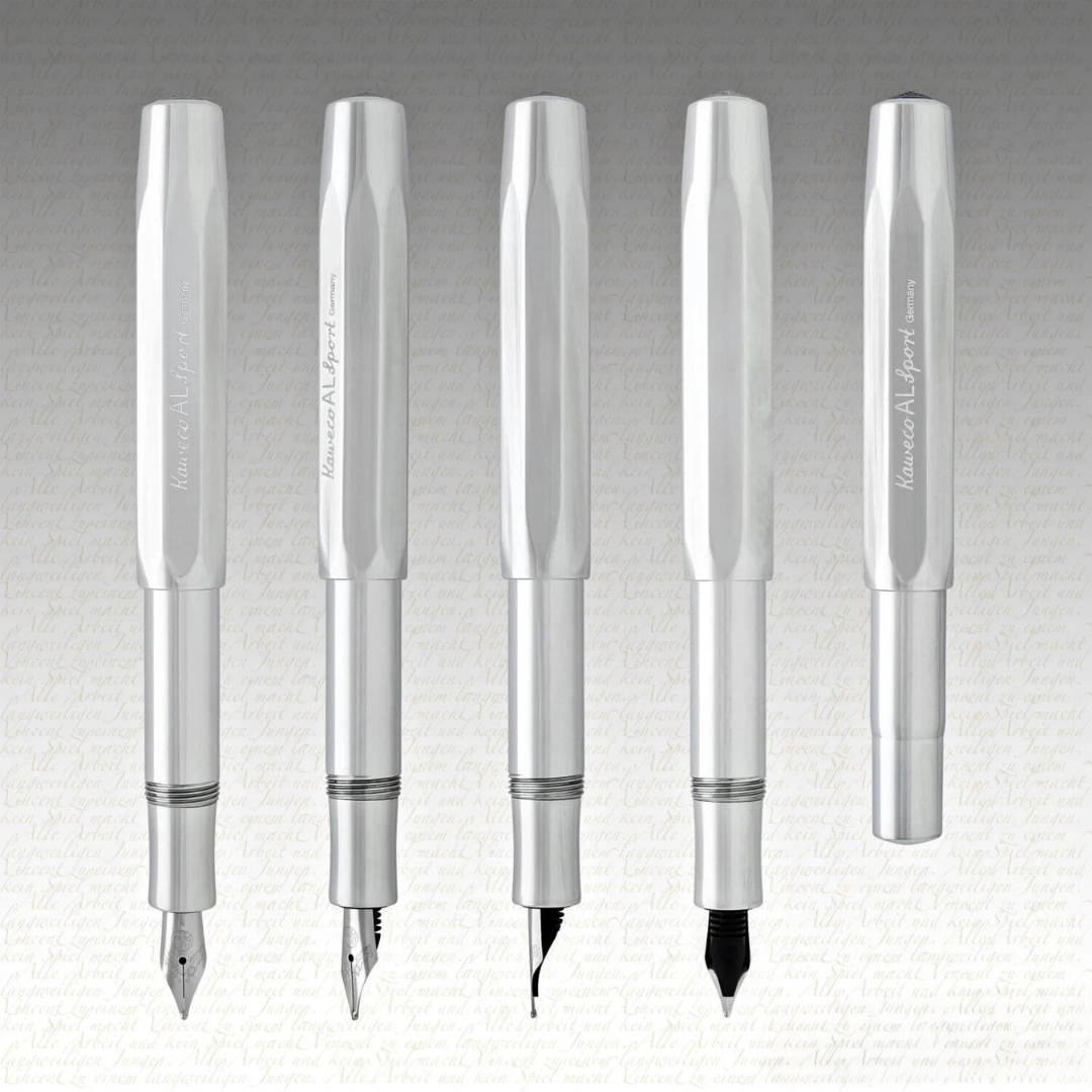 Kaweco AL Sport Fountain Pen - Raw Aluminium — flat lay
