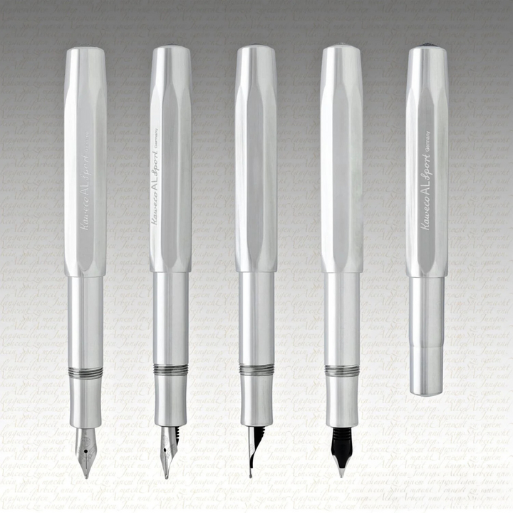 Kaweco AL Sport Fountain Pen - Raw Aluminium — flat lay