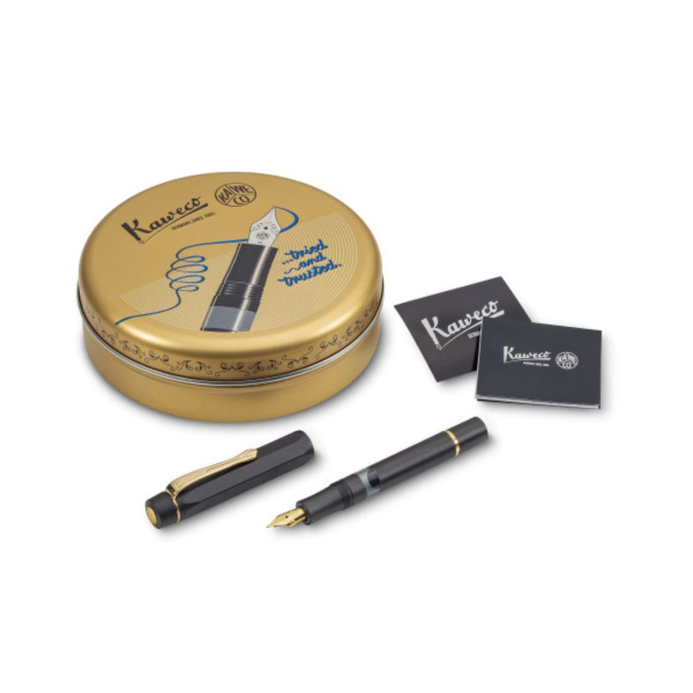 Kaweco AL Sport PISTON FILLER Starter Set - Black — uncapped with cap posted