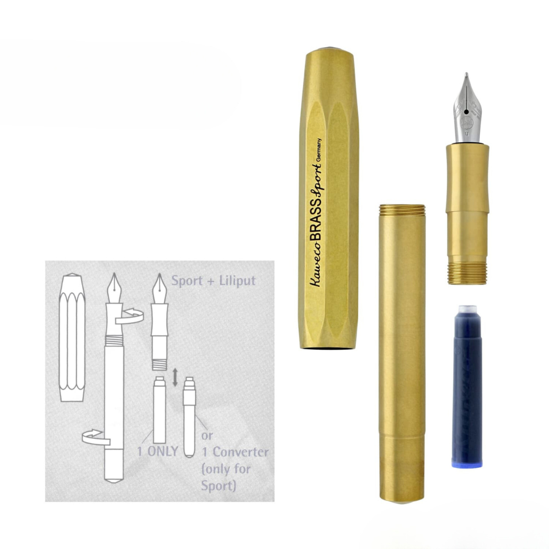 Kaweco Brass Sport Fountain Pen — Kaweco fountain pen — precision nib writing instrument, at Cityluxe Singapore stationery store