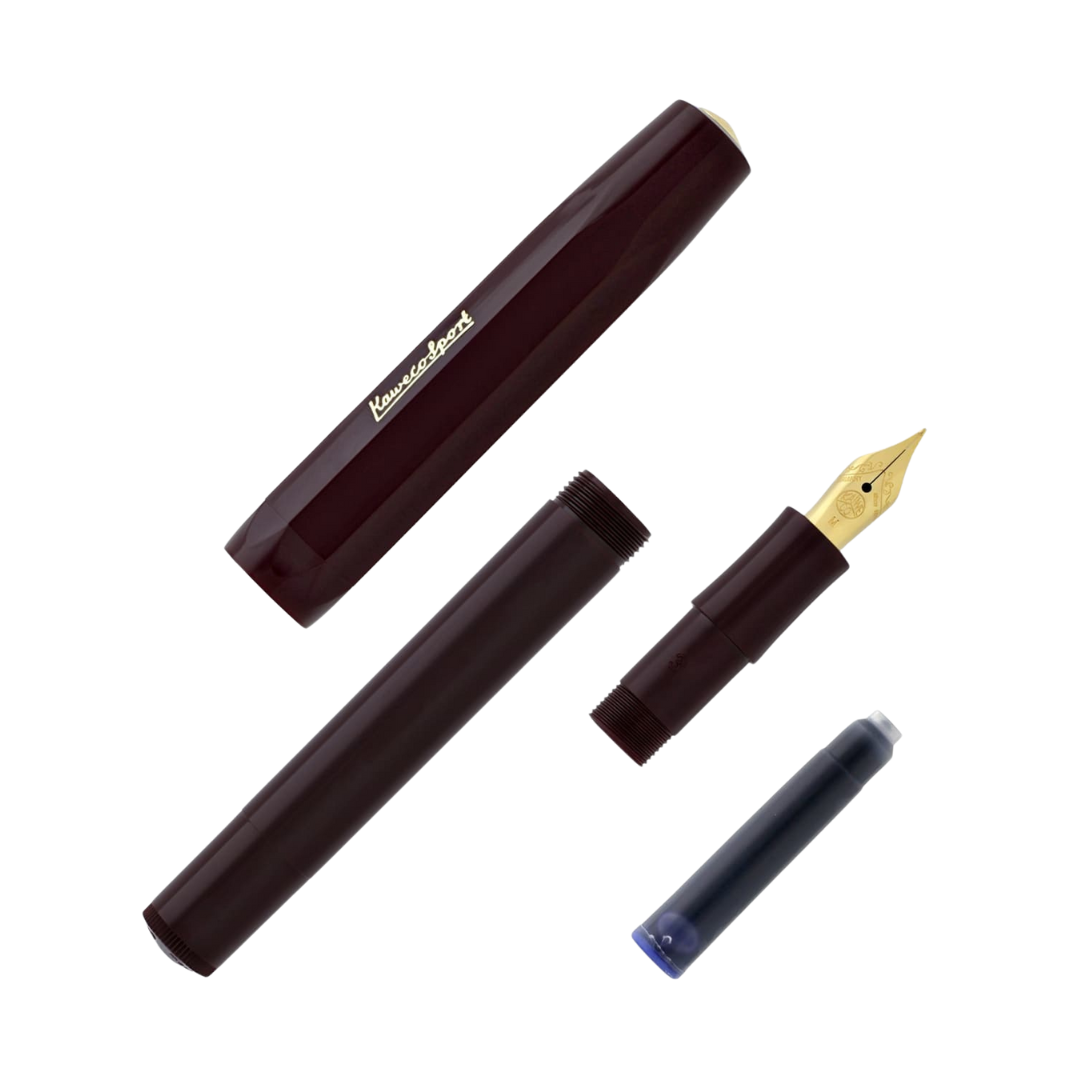 Kaweco Classic Sport Fountain Pen in Bordeaux — Kaweco fountain pen — precision nib writing instrument, at Cityluxe Singapore stationery store