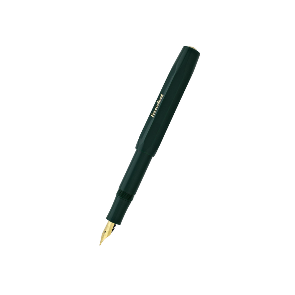 Kaweco Classic Sport Fountain Pen - Green — uncapped with cap posted