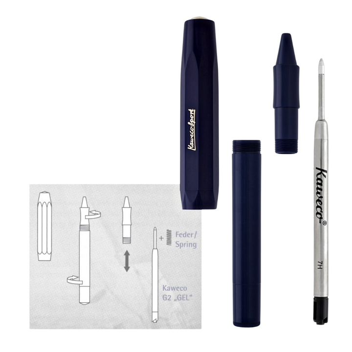 Kaweco Classic Sport Gel Roller Pen in Navy — Kaweco rollerball pen — fluid gel ink writing instrument, at Cityluxe Singapore