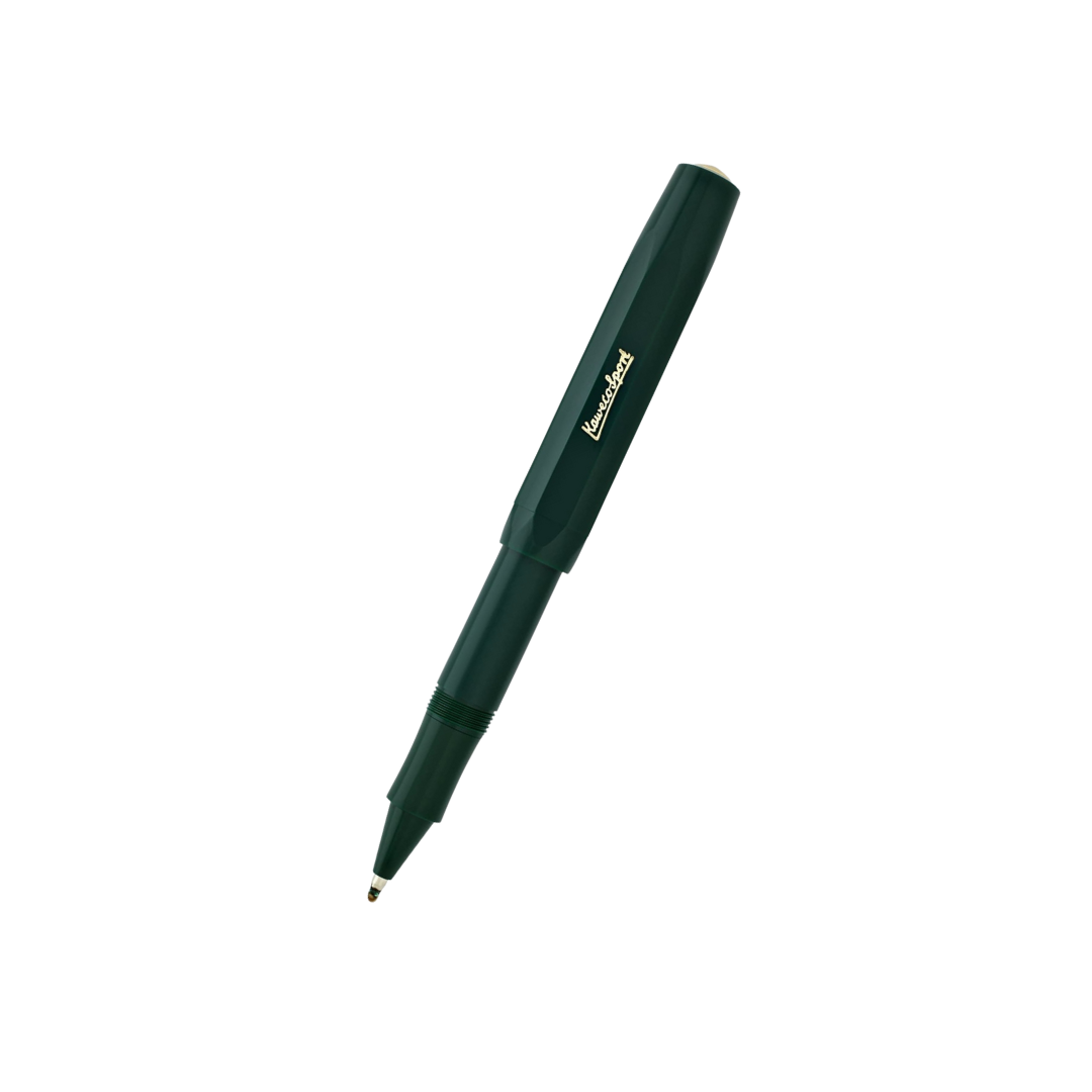 Kaweco Classic Sport Gel Roller Pen - Green — uncapped with cap posted