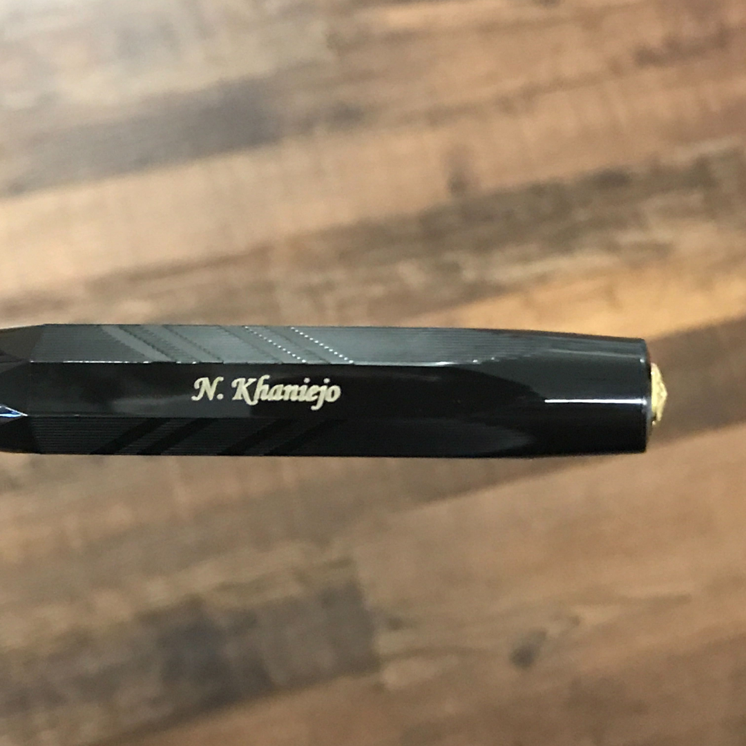 Kaweco Classic Sport Guilloche 1935 Fountain Pen - Black — writing at an angle
